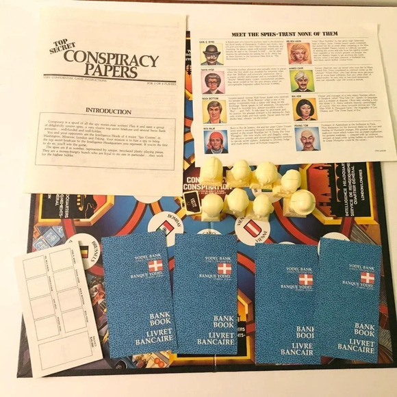 Vintage 1983 Conspiracy Board Game Milton Bradley Fr and Eng Missing Bank  Books - Picture 10 of 16